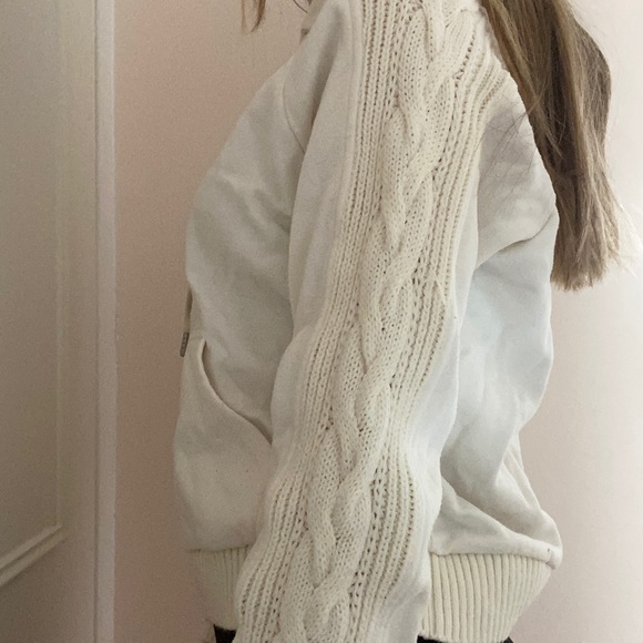 White garage hoodie with knit details - Picture 2 of 2